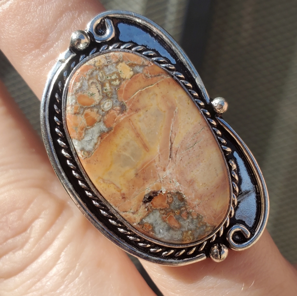 New Maligano Jasper 925 Silver Ring.